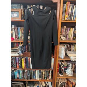 Brand New Zac Posen Women's Size 4 Black Open Shoulder Knee Length Dress $395